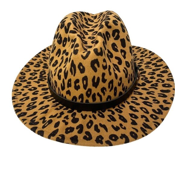 Womens Western Hat Leopard Print Felt One Size Adjustable Cowboy Casual Tan Brow - Picture 3 of 12